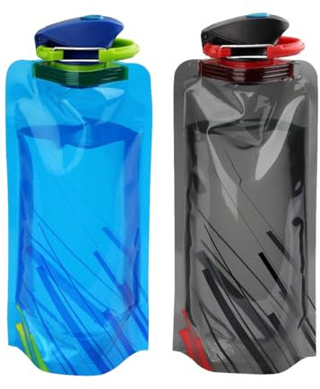 OUDQFCJ 2 Gourdes Pliables Réutilisables, Flasques Souples pour Voyage, Randonnée, Fitness et Festivals (700ml)