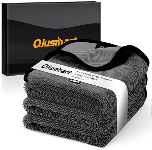 Mikrofasertücher Trockentuch Dusche 3er-Set: Schnelltrocknendes Auto tuch, Extrem Saugstarke Poliertuch Reinigungstuch, 100% Fussel-frei für Auto, Duschkabine, Haushalt und Camping (Grau, 40x60cm)