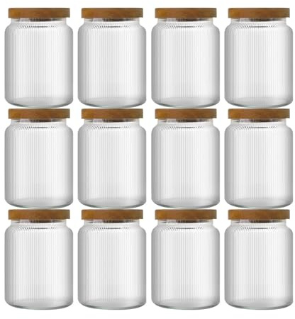 pantrytine Lot de 12(500ml) Bocal en Verre Hermétique - Bocal en Verre avec Couvercle - Pot Epices Verre - Pots et Bocaux de Conservation