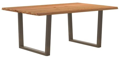 QUAHEAS Esstisch mit Baumkanten 180x120x74 cm Massivholz Eiche, rechteckiger Esszimmertisch für 6-8 Personen, robuster Holztisch mit Naturkanten für Küche und Esszimmer