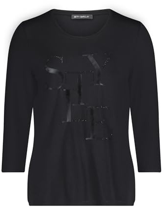 Betty Barclay Damen Basic Shirt mit Placement 44, Schwarz