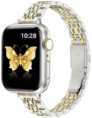 Vamyzji Correa Metálica para Apple Watch de 49 mm 46 mm 45 mm 44 mm 42 mm 41 mm 40 mm 38 mm, Pulsera de acero inoxidable para Mujer, Correas Apple Watch Ultra/Ultra 2 SE Series 11 10 9 8 7 6 5 4 3 2 1
