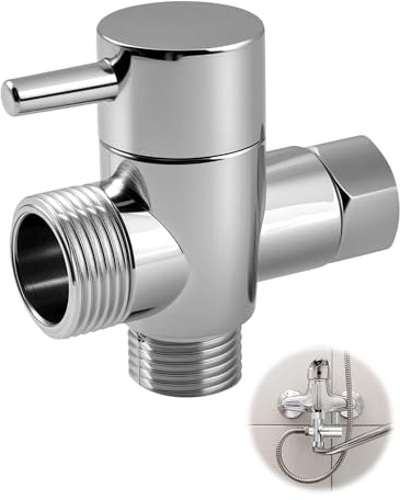 Thapncow Deviatore Rubinetto, Deviatore Doccia 3 Vie G1/2, Ottone Massiccio valvola deviatore per doccetta e soffione fisso,Valvola di Deviazione per Lavandino, Cucina o Bagno