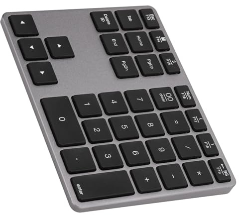 Tastierino Numerico Wireless Ultra Sottile Ricaricabile Bluetooth 5.0 in Lega di Alluminio per Utenti e Mac OS (Grigio Ferro)