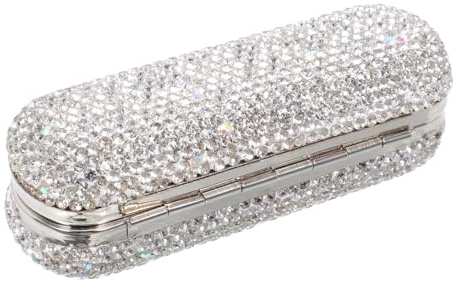 EXQUIMEUBLE Mini scatola porta rossetto argento con, organizer portatile in metallo per da tutti i giorni e spostamenti