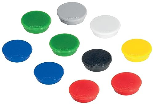 FRANKEN Magnete Rund, 10 Stück, Hochwertige Haftmagnete für Büro, Haushalt, Werkstatt, ideal für Whiteboards, Kühlschrank, Plantafeln oder Schaukästen, 24 mm, Bunt, HM20 99