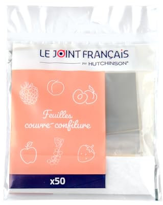 LE JOINT FRANÇAIS par HUTCHINSON - Feuilles couvre-confiture - Lot de 50 - Inclut élastiques et étiquettes adhésives - Pratique et organisé