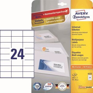 AVERY Zweckform Universal-Etiketten 70x36 mm DP INTERNETMARKE 10 Blatt/240 Etiketten weiß