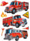 alles-meine.de GmbH 7 TLG. Set: XL 3-D ! Wandtattoo/Fensterbild/Sticker - Feuerwehr - wasserfest beschichtet - selbstklebend Pop-Up Aufkleber Wandsticker - Feuerwehrauto - au..