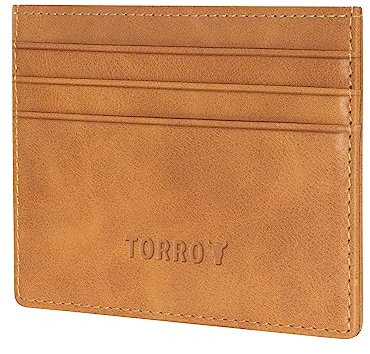 TORRO Kartenetui - Echtes Leder Kreditkartenetui Slim Wallet Kompatibel mit kontaktlosen Transaktionen - Tan, hautfarben, Credit Card Holder, Klassisch