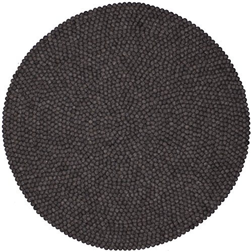 myfelt Filzkugelteppich Hugo - Ø 50 cm, ideal für Schlaf-, Wohn-, Kinderzimmer, Flur & Bad, anthrazit