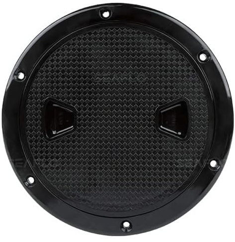 SEAFLO 10,2 cm – 20,3 cm große, schwarze, runde, rutschfeste Inspektionsluke mit abnehmbarer Abdeckung (10,2 cm)