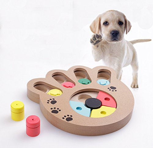 FakeFace Hunde Lernspielzeug Strategiespiel Holz Multifunktionale Hundespielzeug für füttern und Spaß Machen, IQ Treat Training Spielzeug, Pfote-Form