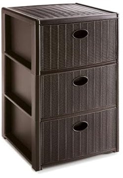 Stefanplast Elegance Cassettiera Salvaspazio 3 Cassetti, Polipropilene, Colore Moka, cm 40x37x60 h