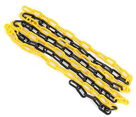 5m x 6mm Plastic Barrier Chain Link Warning Safety Decorative Garden Black and Yellow