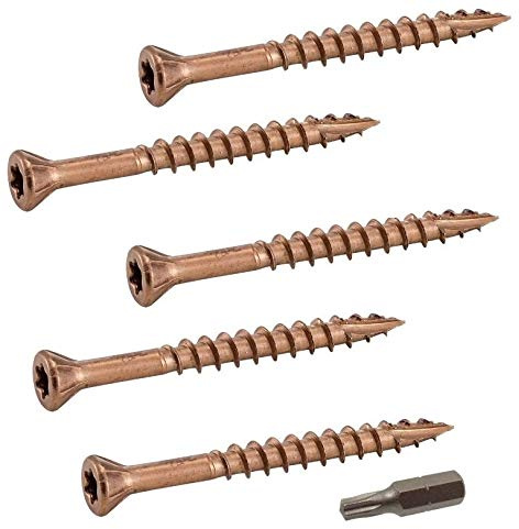 200 x Vis 5x50mm Couleur BRUN inox A2 Terrasse Bois Dur + 1 Embout GRATUIT