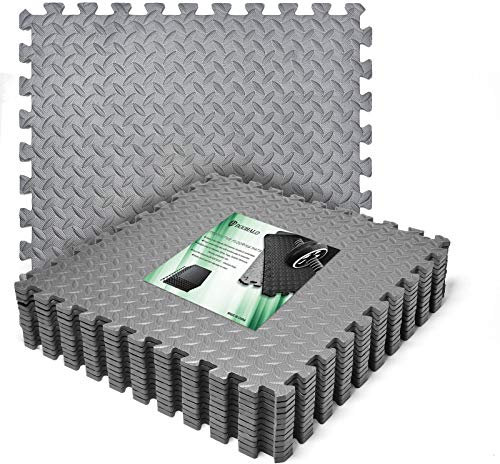 DOOHALO Puzzle Exercise Mat,Protective Gym Flooring Mat 60cmx 60cm,Non Slip Rubber Floor Cushions,EVA Interlocking Foam Tiles Mats,for Home Fitness,Sport,Yoga,Workout