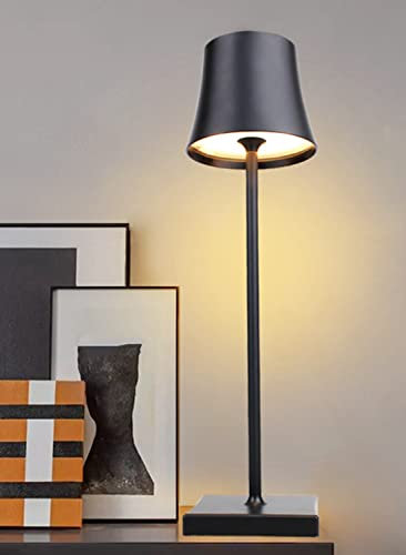 Akku Tischlampe Kabellos, Table Lamp Warme Lichtfarbe Touch Dimmbar, Schutzart IP54 Led Tischleuchte Aufladbar 5200mAh, für Drinnen und Draußen Buffet Restaurant Kaffee Schlafzimmer, Schwarz