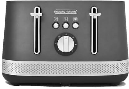 Morphy Richards Illumination 4 Slice Toaster, 7 Toast Settings, Browning Controls, Variable Width Slots, Auto Pop-up, Removeable Crumb Tray, Cord Storage, 1500W, Titanium, 248022