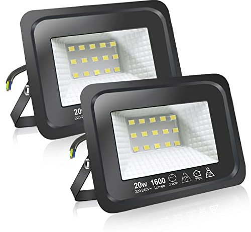 EXTRASTAR 20W LED Strahler, Superhell Led Strahler Außen, IP65 Wasserdicht LED Fluter, 3000K Warmweiß Scheinwerfer Flutlicht,strahler außen 2 Stücke