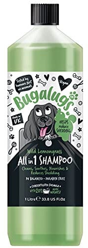 BUGALUGS All in 1 Hundeshampoo mit Omega 3 & 6, Ceramide, die Haarausfall reduzieren, Shampoo für Hunde mit Hundeparfüm, Puppy Pro Pet Shampoo Professional Groom for Pooch (1 Liter)
