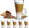 Latte Glasses Tea & Coffee Cups Pack of 6-270ml Temperature Resistant Hot Drink Cafe Mugs with Handle Ideal for Milk Juice Ice Cream Latte, Cappuccino, Espresso and Hot Chocolate