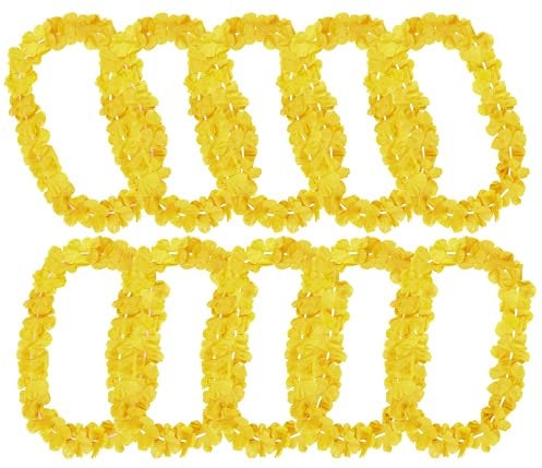 Alsino Hawaiiketten Blumenketten Hulaketten Hawaii Party Deko Girlanden Set gemischt Hawaii Beach Party Deko (gelb), (60 Stück)