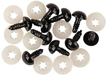 Rayher Kunststoff Sicherheitsaugen, zum Stecken, 12 mm ø, Btl. 10 Stück, mit Unterlegscheiben, schwarz, Tieraugen, Teddyaugen, Puppenaugen, 8911101