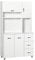 HOMCOM Küchenschrank, Hochschrank mit 4 Türschränken und 3 Schubladen, Standschrank, Aufbewahrungsschrank mit 3 offenen Fächern, Weiß, 100 x 39,5 x 183,5 cm