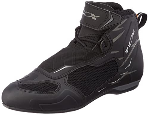 TCX Mens R04d Air Motorcycle Boots, Breathable and Versatile, Mesh Upper with Hot-Melt Coating, Laces Velcro Closure, Black Grey, 6.5 UK