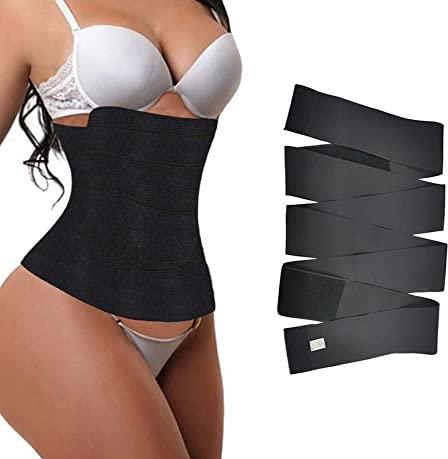 Konxi Damen Invisible Waist Trainer Tape Frauen Bauchkontrolle Waist Trainer Tape zur Gewichtsreduktion/Erholung nach der Geburt 4m Schwarz