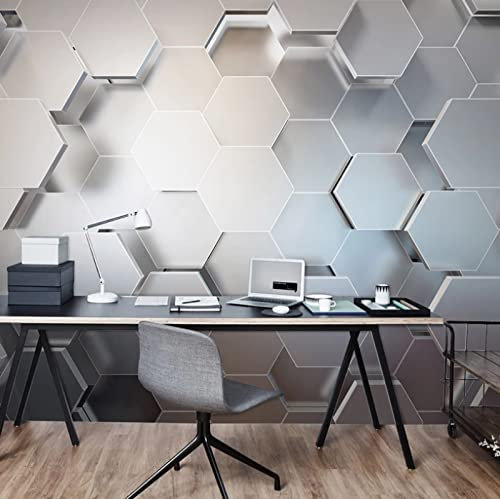 Photo Wallpaper 3D Concave Convex Geometry Hexagon Non-Woven Wallpaper Mural Living Room Bedroom Wall Decor 450(W) X315(H) Cm