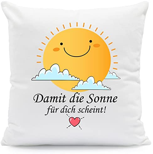 GRAVURZEILE Kissen mit Spruch - Damit die Sonne für Dich scheint - Geschenk für Freund Freundin Partner zum Geburtstag Weihnachten Valentinstag - Liebesbeweis - Für Sie & Ihn Farbe mit Füllung