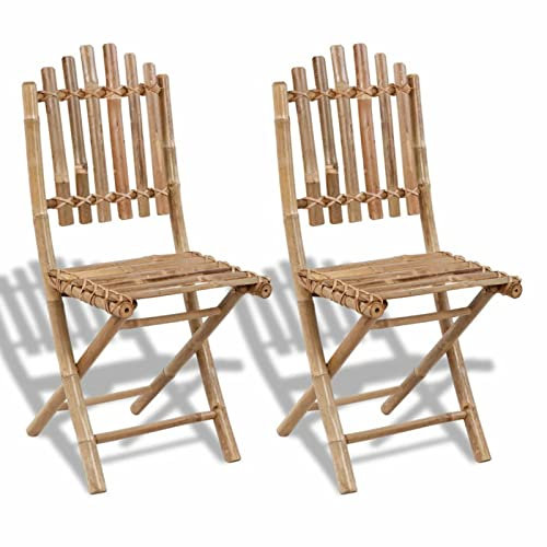 Tidyard Catherinol Chaise de Jardin Chaise d’extérieur Chaise de Bistro Fauteuil de Jardin Chaises Pliables de Jardin 2 pcs Bambou