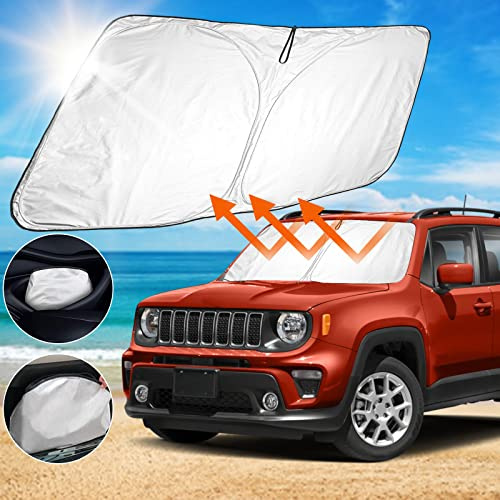 SHAOHAO Jeep Renegade BU 2015 2016 2017 2018 2019 2020 2021 2022 Sonnenblende Silber beschichtetes Gewebe Faltbare Sonnenblende, UV- und Hitzeschutz Sonnenblende, Windschutzscheibe Renegade BU