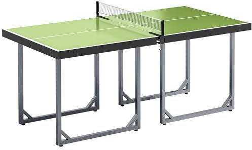 HOMCOM 6ft Table Tennis Table, Ping Pong Table with Net, Foldable and Portable Ping Pong Set for Indoor Outdoor Use, Easy Assemble, Midsize, Green
