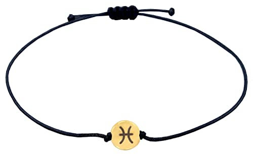 Selfmade Jewelry Armband Damen Sternzeichen Gold Größenverstellbares Makramee-Armkettchen Handgemacht Inkl. Geschenk-Verpackung (Fische)