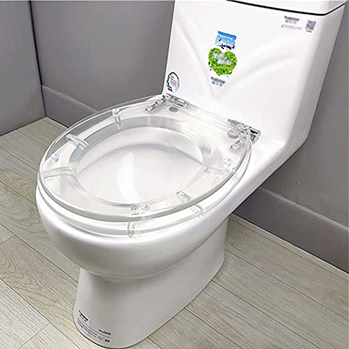 BOCbco Einfacher, transparenter länglicher WC-Sitz, Harz-Toilettensitze für Standard-Toiletten, dicker WC-Sitz, langsam schließend, und wird sich nie lösen