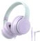 RockPapa L22 Cuffie per Bambini/Adulti Con Filo e Microfono, Pieghevoli, Archetto Regolabile per Ragazzi Bambina Adolescenti, Scuola/Viaggio/Telefono/PC, Viola