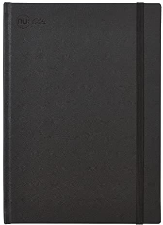 NU Notizbücher – Elite Premium Range – gebundenes Tagebuch-Notizbuch – A4-Notizbuch – gebundenes Notizbuch – Schreibwaren-Notizbücher – schwarzes Tagebuch – 120 Seiten