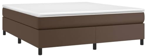 vidaXL Bettgestell, Polsterbett Bett für Schlafzimmer, Bettrahmen mit Lattenrost, Kunstlederbett Doppelbett, Braun 160x200cm Kunstleder