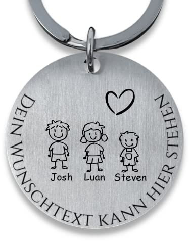SMARTEON Personalisierter Schlüsselanhänger mit Gravur für Mama, Papa, Oma, Opa, mit Namen und Symbolen, individuelles Geschenk für Weihnachten, Geburtstag, Hochzeit, einzigartiges Andenken