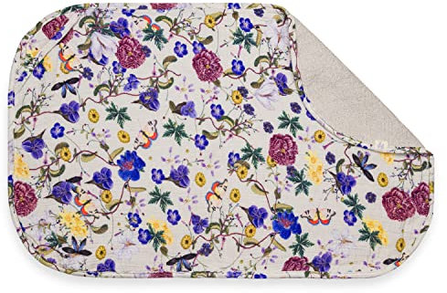 hauck 2in1 Topper & Handtuch 44 x 69 x 0,4 cm mit Atmungsaktiver Baumwolle & Saugfähigem Frottee Kompatibel mit Change N Clean Wickelauflage, Waschbar bei 60° C (Changing Mat Liner, Beige Floral)