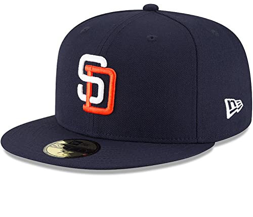 New Era MLB 59FIFTY Cooperstown Authentic Collection Fitted On Field Game Cap Hat, San Diego Padres Navy Cooperstown, 62 EU