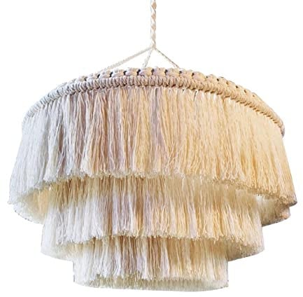 Colcolo Makramee-Lampenschirm, Lampenschirm, modern, handgewebt, böhmische Ornamente, hängende Lichtabdeckung für Büro, Kinderzimmer, Zuhause, 30 cm x 40 cm