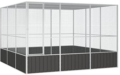 LAPOOH Vogelkäfig, Voliere, Wellensittich Käfig, Papageienkäfig, Vogelvoliere, Vogel Käfig, Birdcage, Papagei Käfig, Anthrazit 302,5x324,5x211,5 cm Verzinkter Stahl