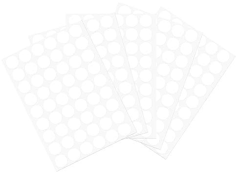 sourcing map 10 Blatt/540Stk Schraube Loch Cover Aufkleber 21mm Durchm. PVC Selbstklebende Abdeckungen Abdeckkappen Staubdicht für Holz Möbel Schrank Regal Garderobe Weiß