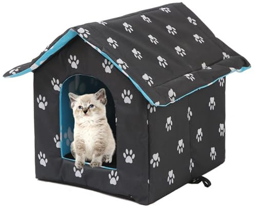 MUYYIKA Cat House for Outdoor Winterproof Waterproof Weatherproof Cat Cave Pet House Soft Warm Pet House Outdoor Dog Cave with Removable Cushion