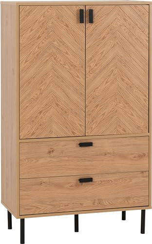 Seconique Leon 2 Door 2 Drawer Cabinet in Medium Oak Effect