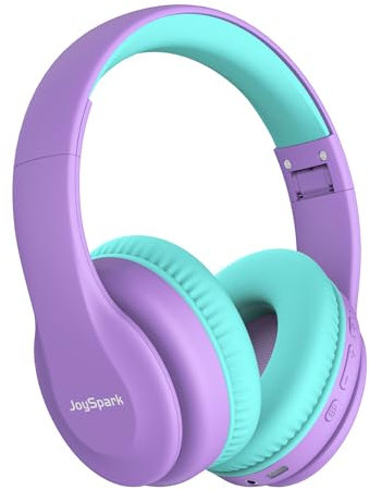 JoySpark Bluetooth Kopfhörer Kinder, Kabellose Kinderkopfhörer Over-Ear mit 85/94dB Lautstärkebegrenzung, 60 Stunden Spielzeit, Bluetooth 5.3, eingebautes Mikrofon-Lila